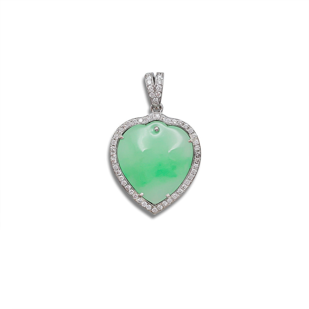 Diamond Jade Heart Pendant (14K)