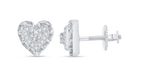 Diamond Baguette Heart Stud Earrings (14K)