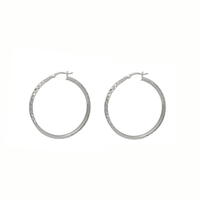 Diamond Cut Hoop Earrings (Silver)