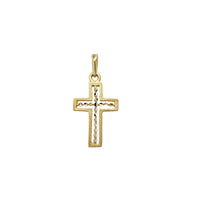 Outlined Two-Tone Cross Pendant (14K)