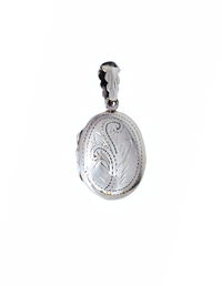 Penjoll de medallón ovalat amb textura floral (plata)