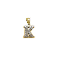 Two-Tone Double-Layered Textured Initial Pendant (14K)