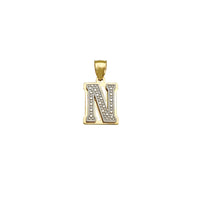 Two-Tone Double-Layered Textured Initial Pendant (14K)
