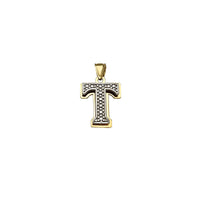Two-Tone Double-Layered Textured Initial Pendant (14K)
