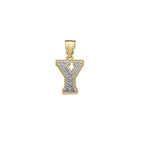 Two-Tone Double-Layered Textured Initial Pendant (14K)
