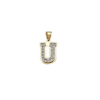 Two-Tone Double-Layered Textured Initial Pendant (14K)