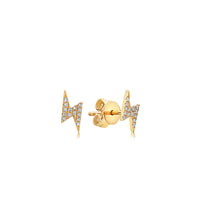 Diamond Lighting Bolt Shape Stud Earring (14K)