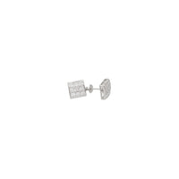 Iced-Out Princess-Cut Square Bezel Stud Earrings (Silver)