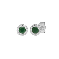 Diamond & Emerald Stud Earrings (14K)