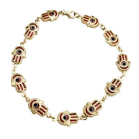 Red Hamsa Evil Eye Bracelet (14K)
