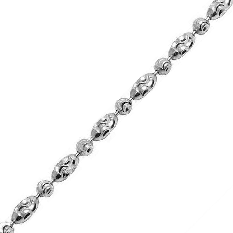 Diamond-Cut Oval Round Bead Chain (14K)