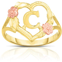 Heart & Flower Accent Initial/Letter Ring (14K)