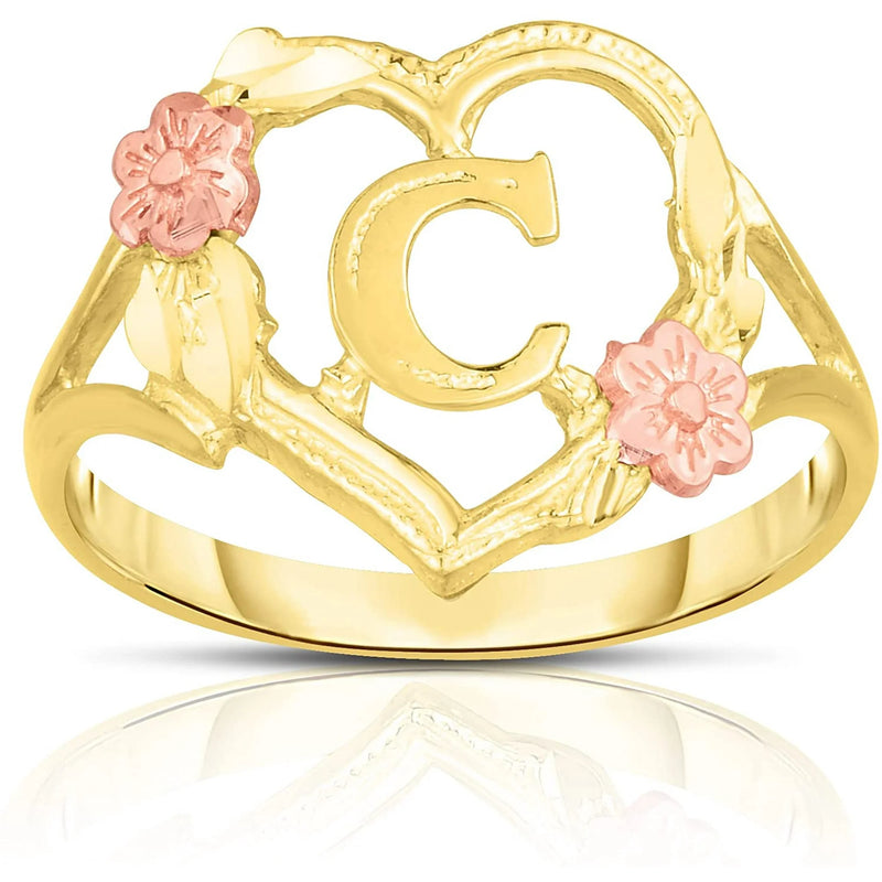 Heart & Flower Accent Initial/Letter Ring (14K)
