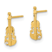 Zirconia Violin Stud Earrings (14K)