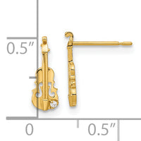 Zirconia Violin Stud Earrings (14K)