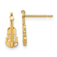 Zirconia Violin Stud Earrings (14K)