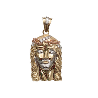 Tri-Tone Jesus Head Pendant (14K)