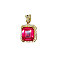Little Red Gemstone with CZ Pendant (14K)