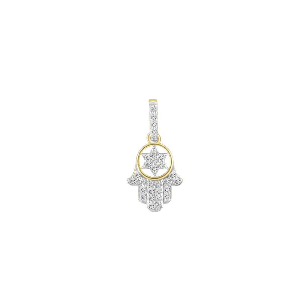 Diamond Hamsa with Star Pendant (14K)