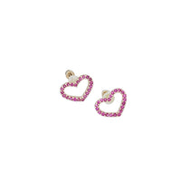 CZ Heart Stud Earrings (14K)