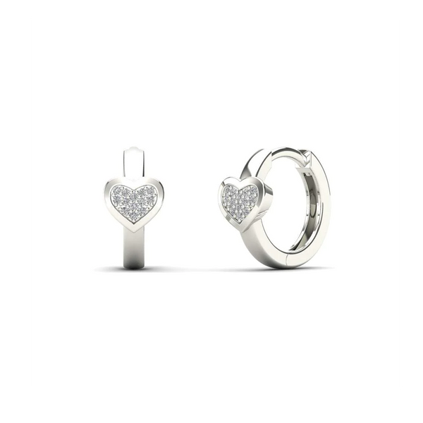 Diamond Heart Huggie Earrings (14K)
