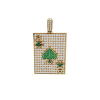 Zirconia Ace of Spade Playing Card Pendant (14K)