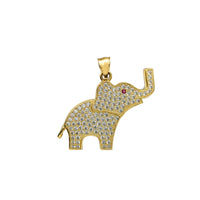 Zirconia Bejeweled Red-Eyed Elephant Pendant (14K)
