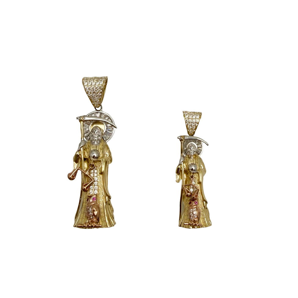 Iced Out Santa Muerte/Grim Reaper Pendant (14K)