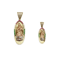 Iced Out Multicolor Virgin Mary/ Guadalupe Pendant (14K)