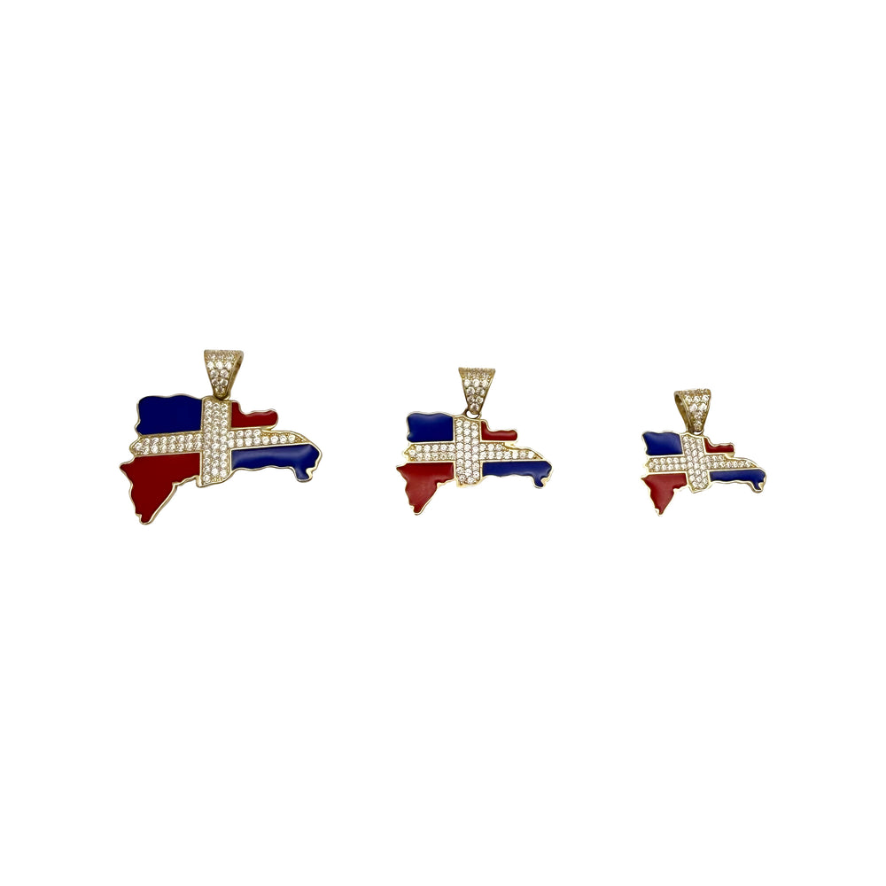 Enamel CZ Dominican Republic Country Pendant (14K)
