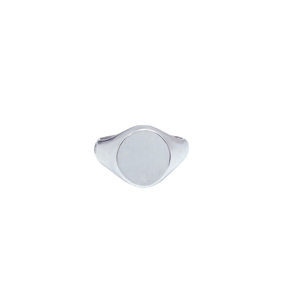 Engravable Oval Full Back Pinky Signet Ring (Silver)
