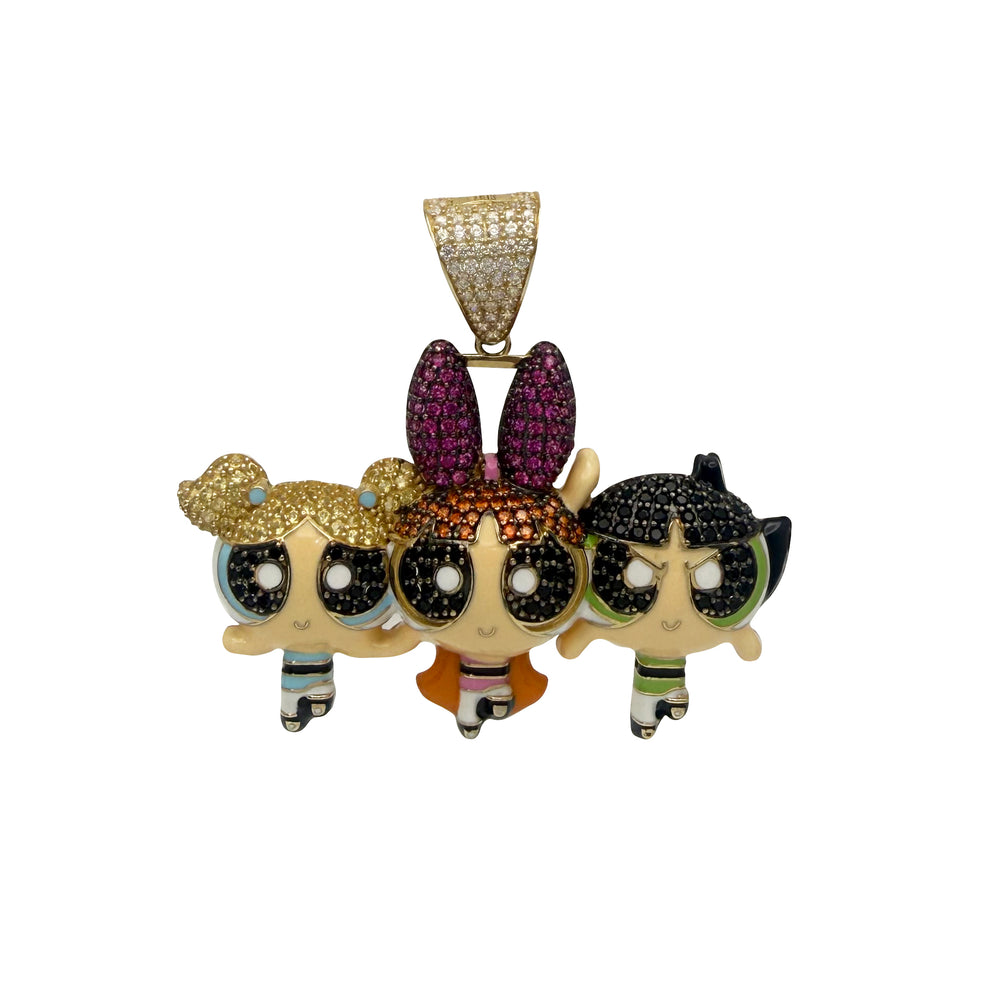 Enamel Zirconia The Powerpuff Girls Pendant (14K)