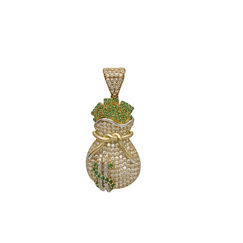 Iced Out Zirconia Money Bag Pendant (14K)