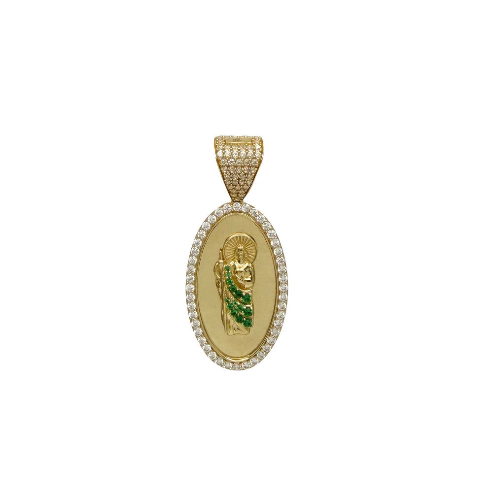 Oval Zirconia Saint Jude Pendant (14K)