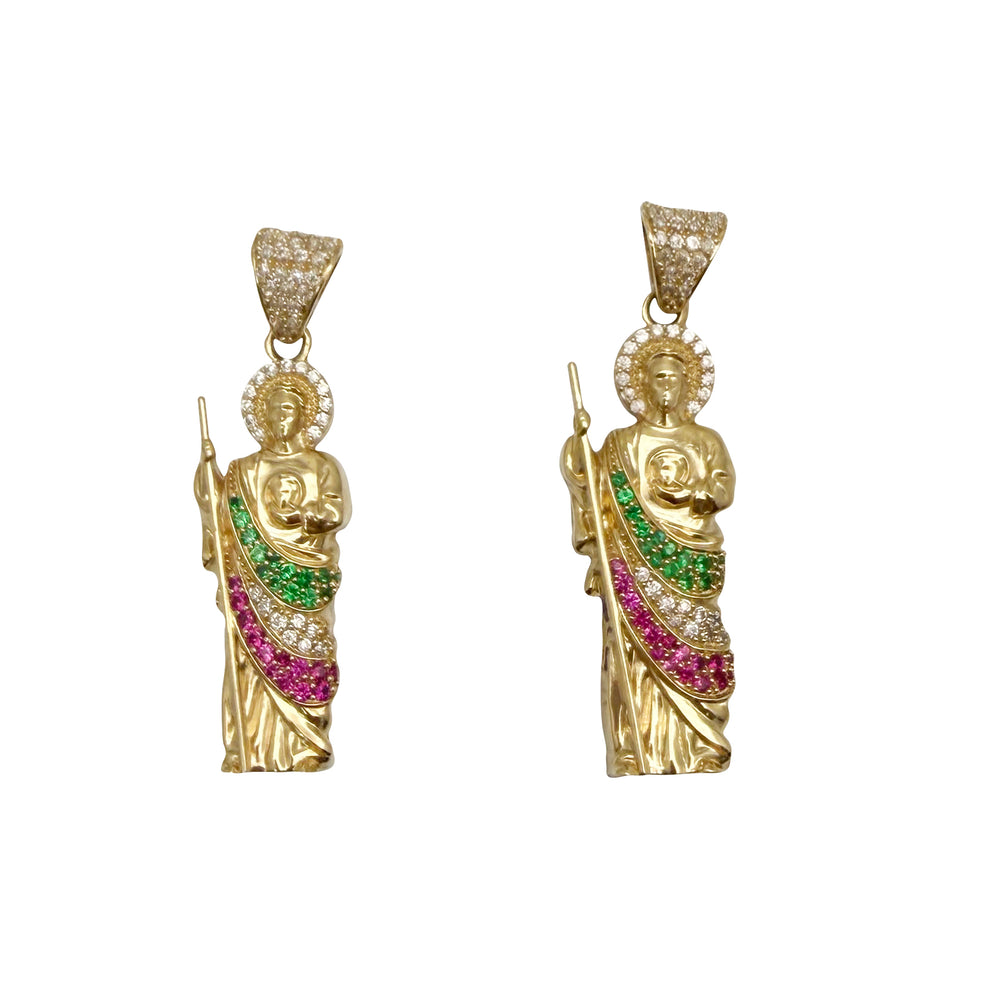 Multicolor CZ Saint Jude Pendant (14K)