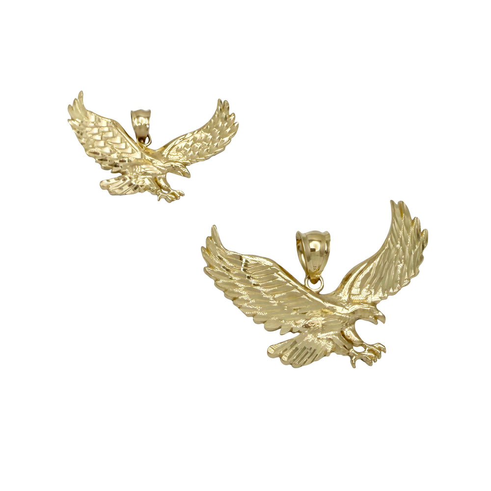 Diamond-Cut Flying Eagle Pendant (14K)