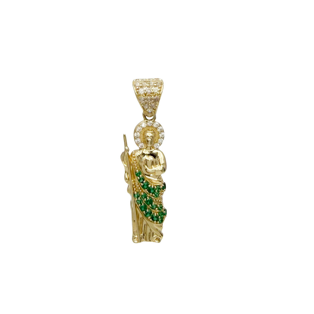 Green CZ Saint Jude Pendant (14K)