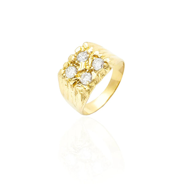 Nugget Four CZ Ring (14K)