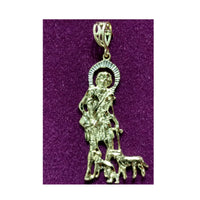 Solid Saint Lazarus Pendant with White Halo (14K)