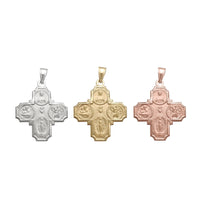 Reversible Saints Catholic Cross Pendant (14K)