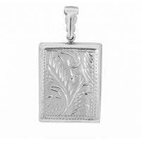 Floral textured Rectangle Locker Pendant (Silver)
