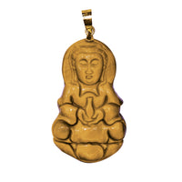 [觀音] Tiger Eye God Kwan Yin Jade Pendant (14K)