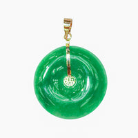 [福] Jade Happiness/Blessing Round Disc Pendant (14K)
