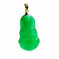 [觀音] God Kwan Yin Green Jade Pendant (14K)