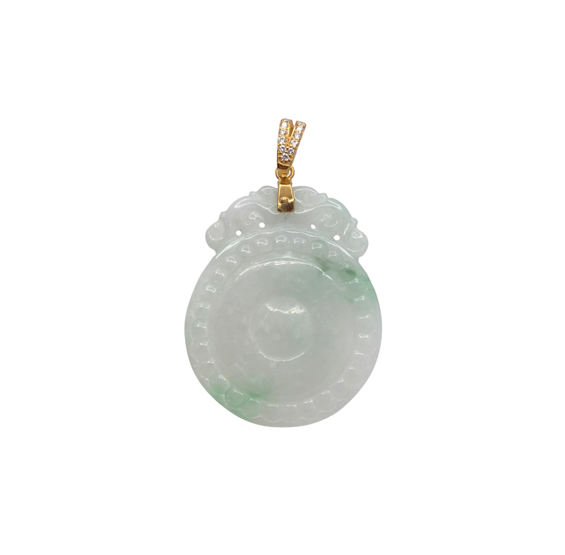 Zirconia Medallion Jade Pendant (14K)