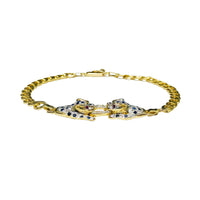 Blue Sapphire Accented Panther Heads Bracelet (14K)