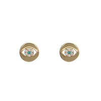 Zirconia Evil Blue Eye Stud Ring (14K)