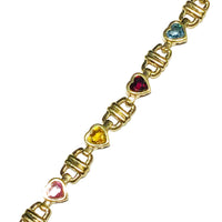 Colorful CZ Heart Bracelet (14K).