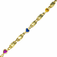 Three CZ Heart Bracelet (14K).