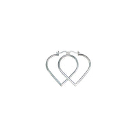 Heart Shaped Hoop Earrings (Silver)